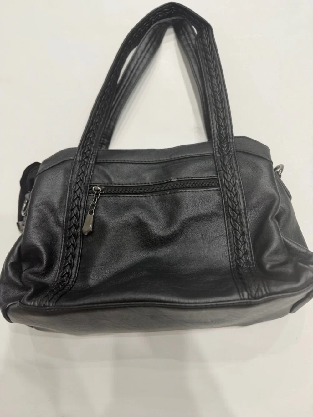X.N CROWN Black Shoulder Bag Braided Strap Cat Charm Y2K Chic Trendy